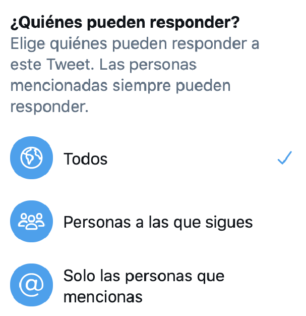 Elige quién puede responder tus tweets